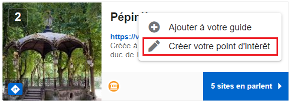 image du raccourci pour créer ou gérer un point d'intérêt sur Storyguide