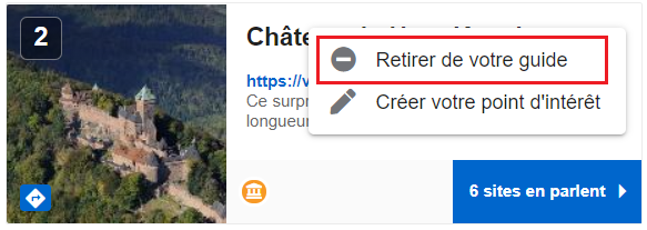 où cliquer pour retirer une vignette à un guide Storyguide
